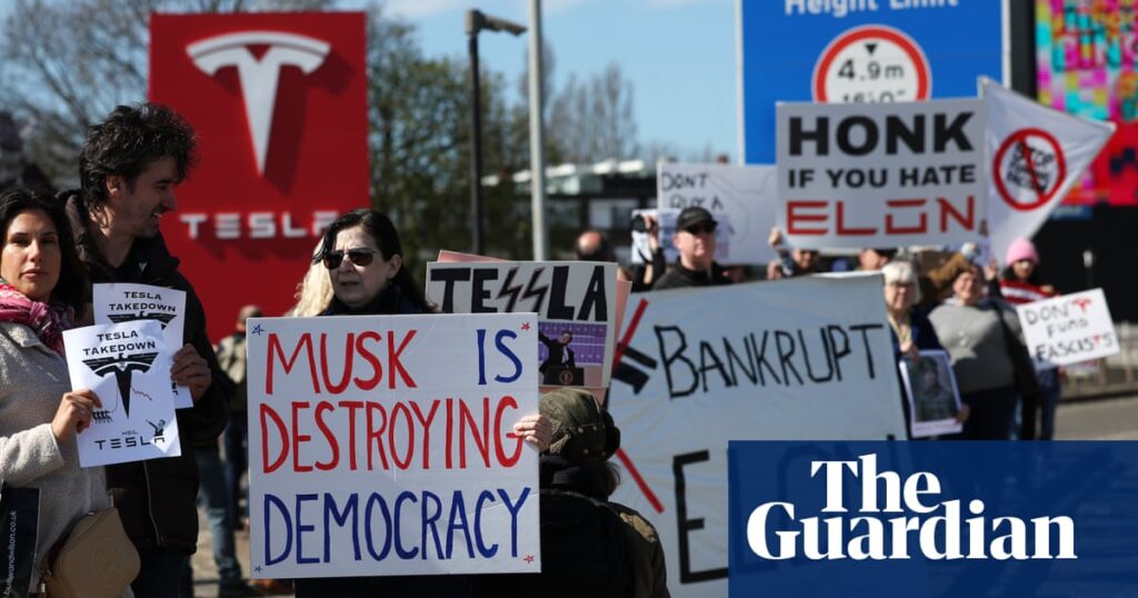 Protesters picket London Tesla showroom on global anti-Musk day | Tesla