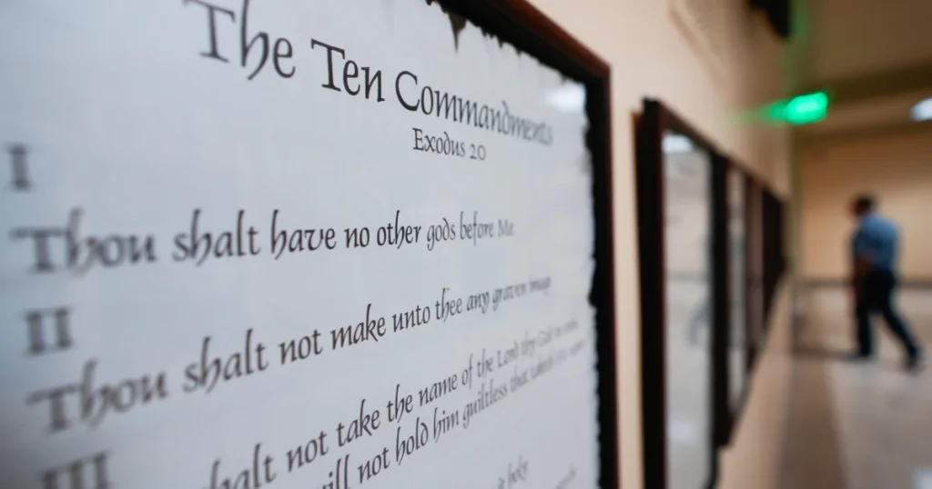 Court of Appeals permits Louisiana legislation mandating Ten Commandments display in public schools.