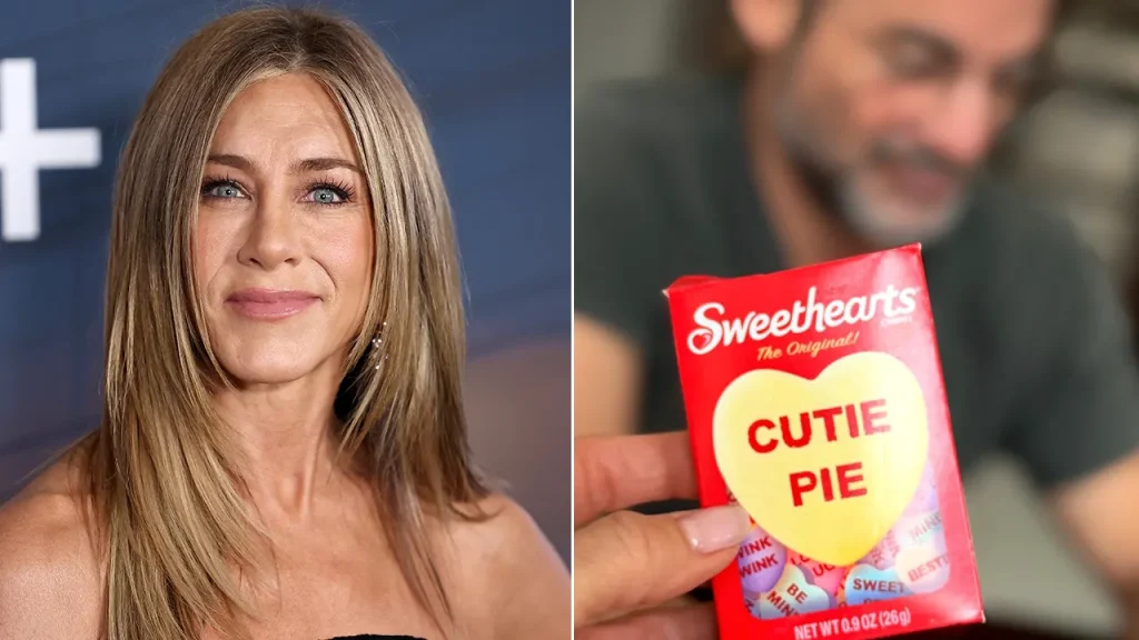 Jennifer Aniston celebrates Valentine's Day with partner Jim Curtis.