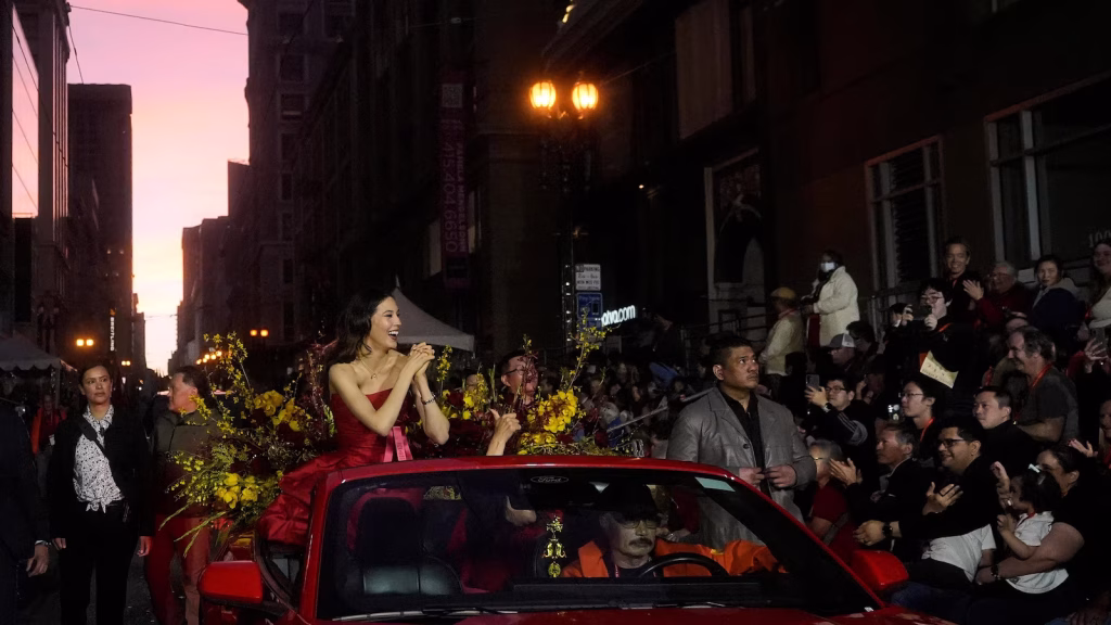 Eileen Gu leads the Chinese New Year celebration parade in her hometown of San Francisco.