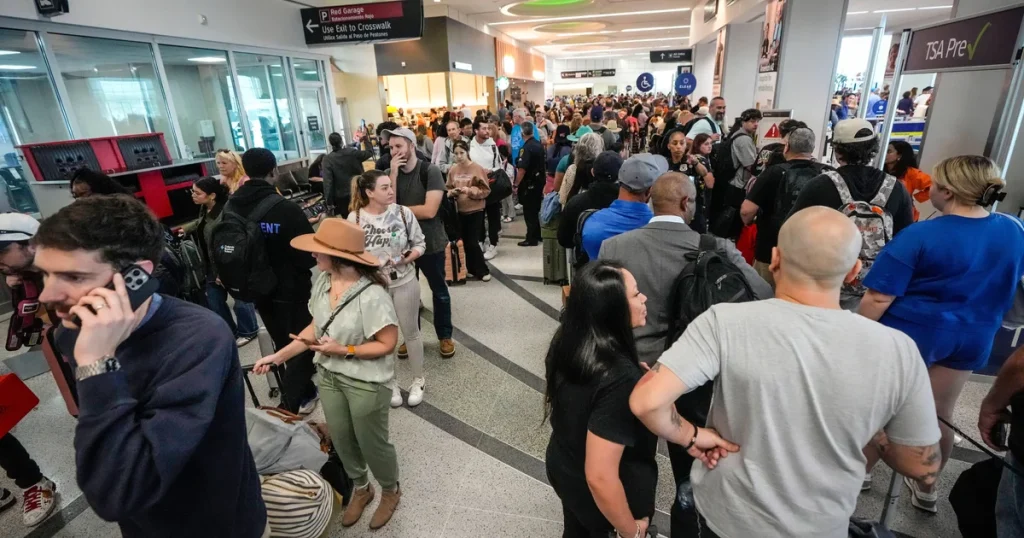 Houston and New Orleans airports experience extended security delays due to TSA staffing shortages linked to DHS funding issues.