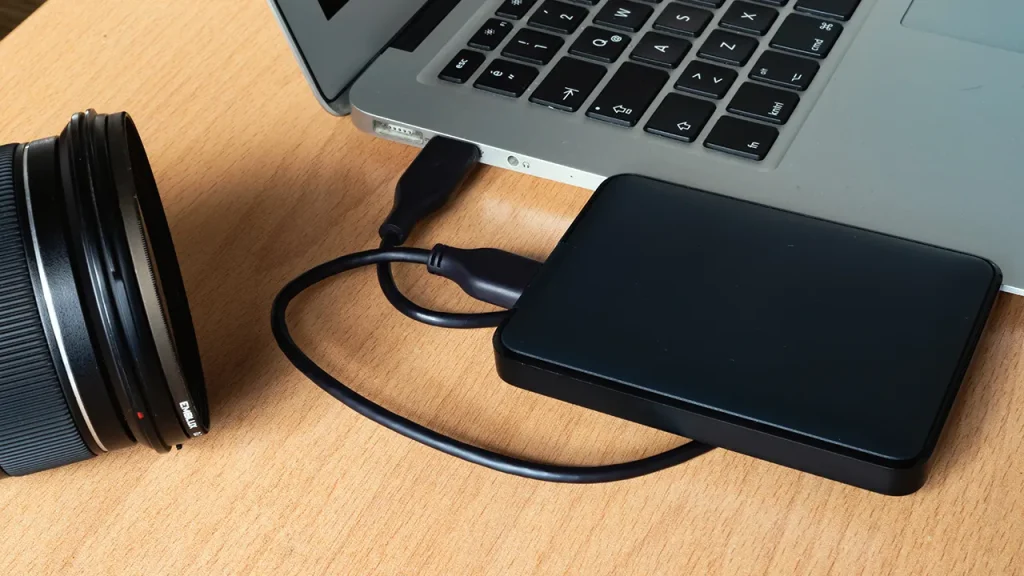 Methods for transferring images from mobile devices to external hard drives