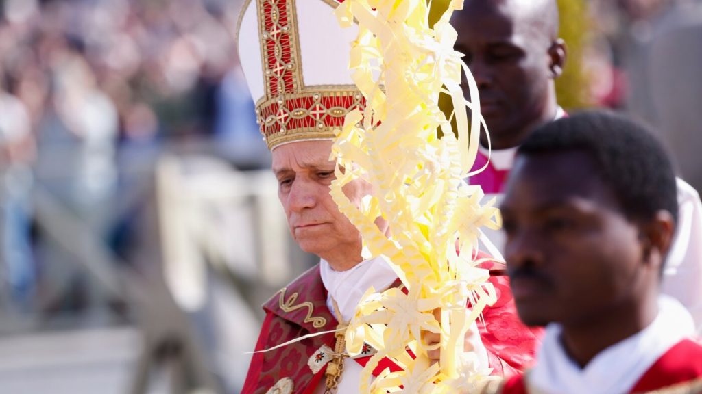 Pope Leo XIV disputes assertions that divine support legitimizes warfare in Palm Sunday sermon.