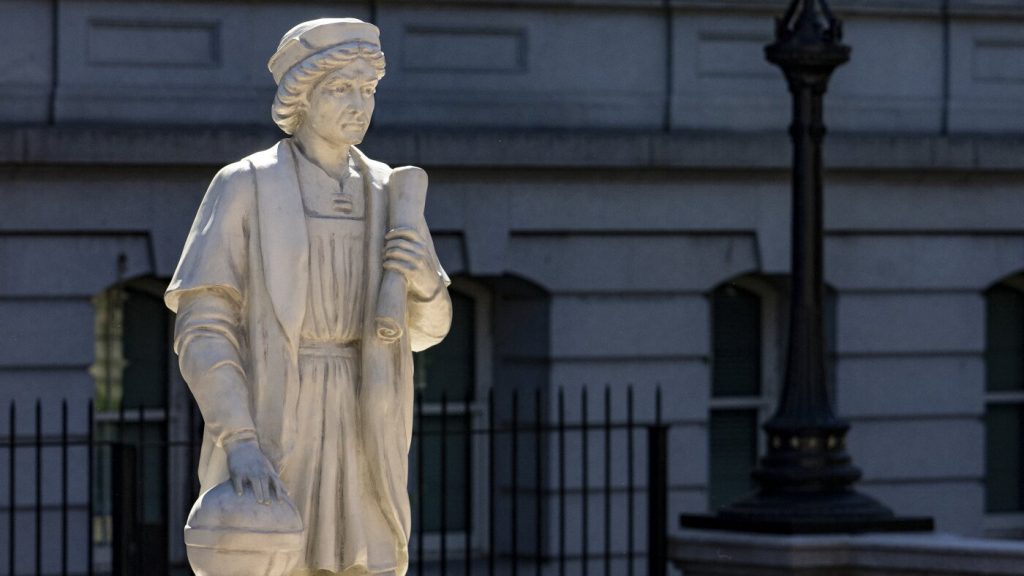 Statue of Christopher Columbus installed on the grounds of the White House.