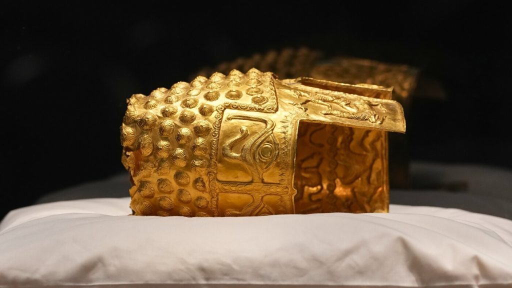 Ancient golden helmet, over 2,500 years old, restored to Romania following museum theft.