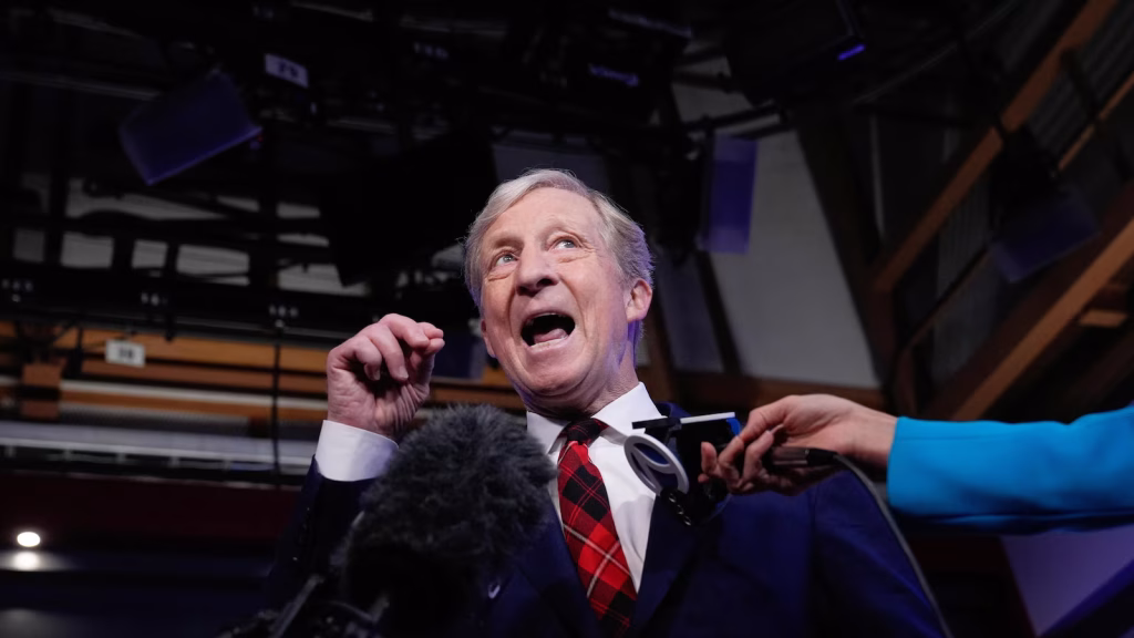 Billionaire Tom Steyer announces candidacy for California governor, focusing on wealth inequality.