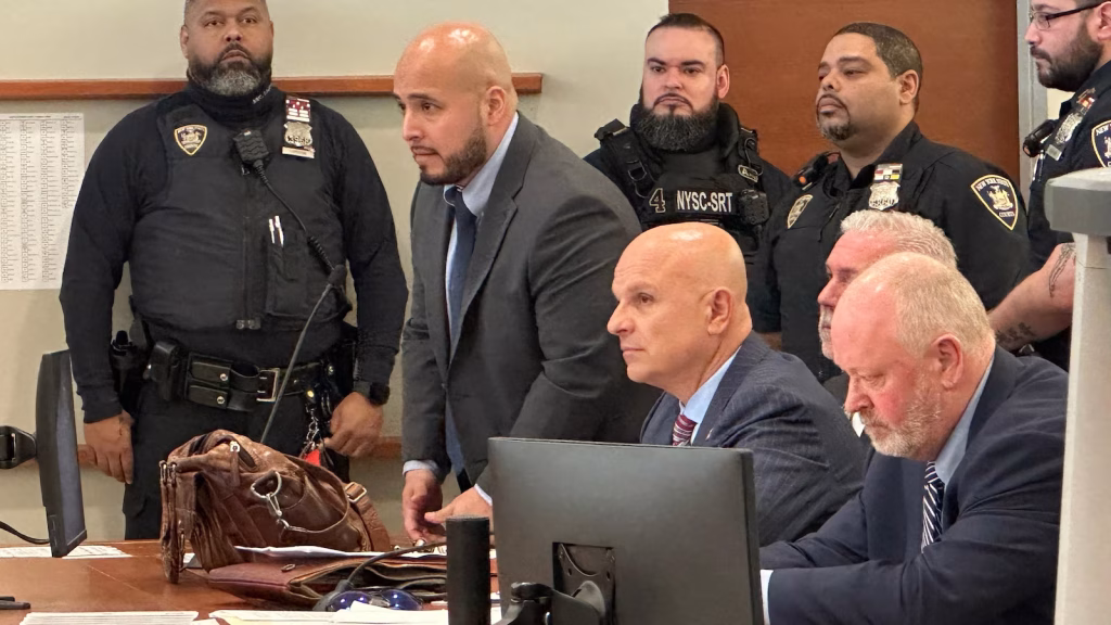 Former NYPD sergeant released from prison as he contests his conviction for fatal incident involving thrown cooler.