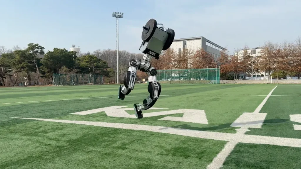 KAIST's humanoid robot demonstrates running, kicking, and moonwalking during practical field evaluation.