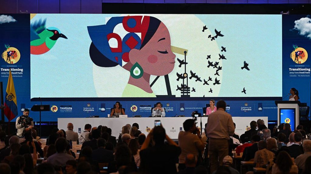 Nations convene in Colombia to address the transition away from fossil fuels.