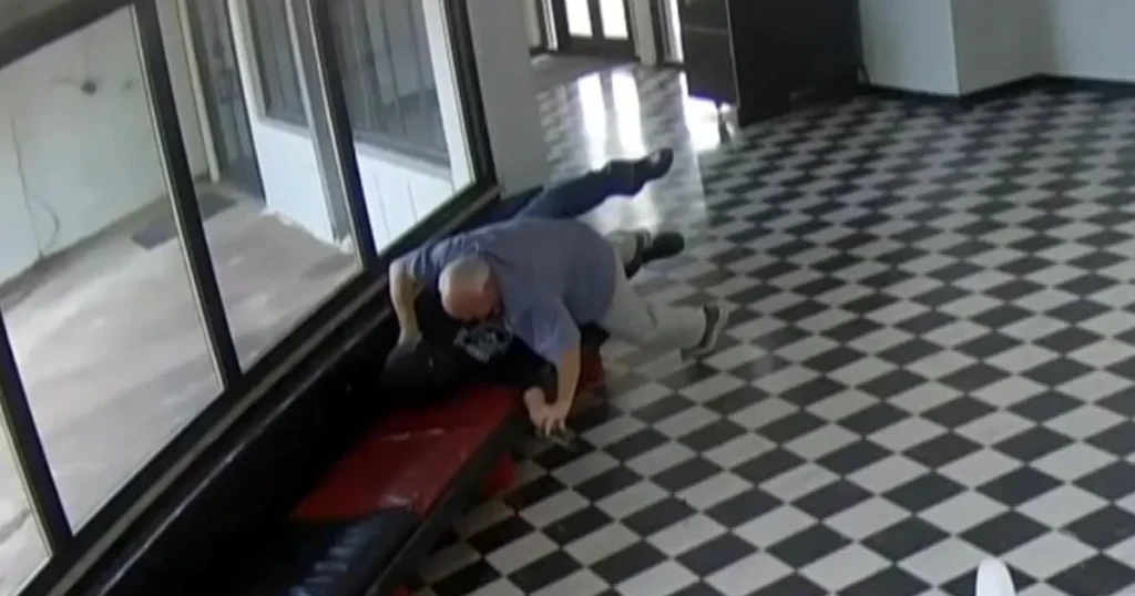 Oklahoma principal captured on surveillance footage subduing armed intruder