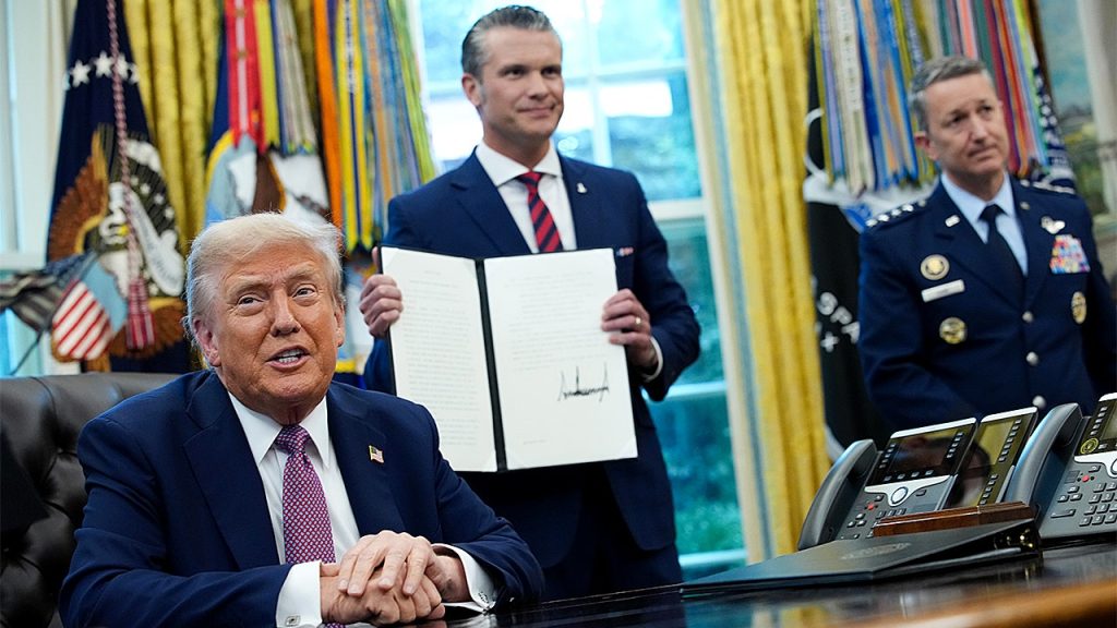 Pentagon requests Congressional approval for rebranding as 'Department of War,' projecting $52 million expense.