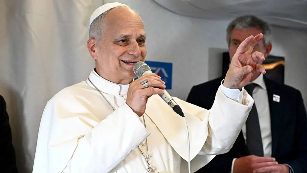 [Pope Leo XIV clarifies that his comments about 'tyrants' were not directed at Trump, according to sources.