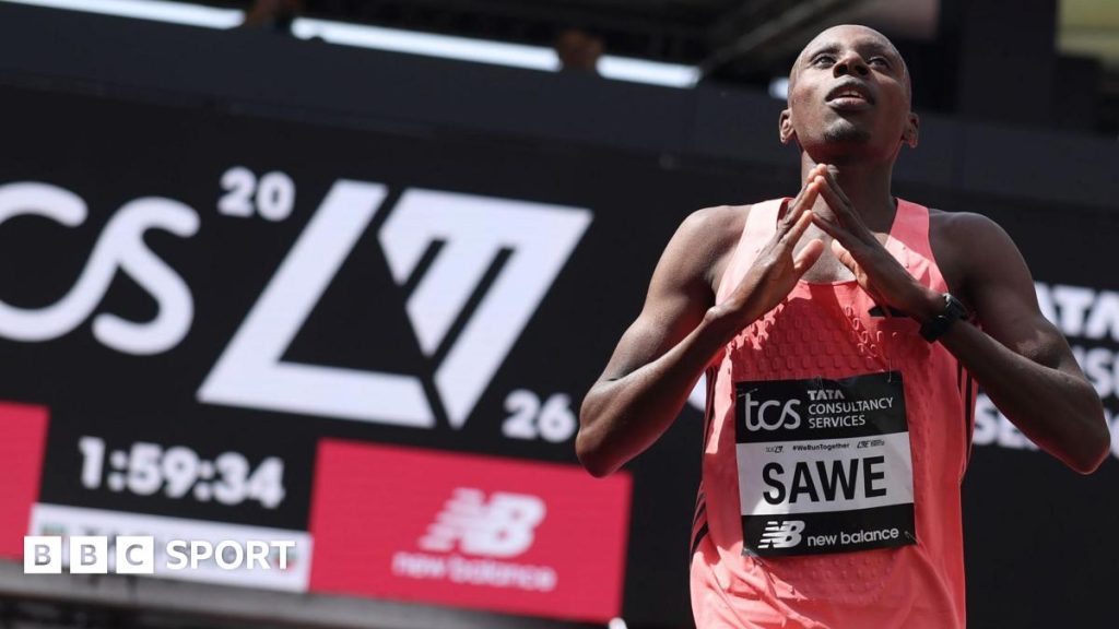 Sabastian Sawe achieves historic sub-two-hour marathon at the 2026 London Marathon.