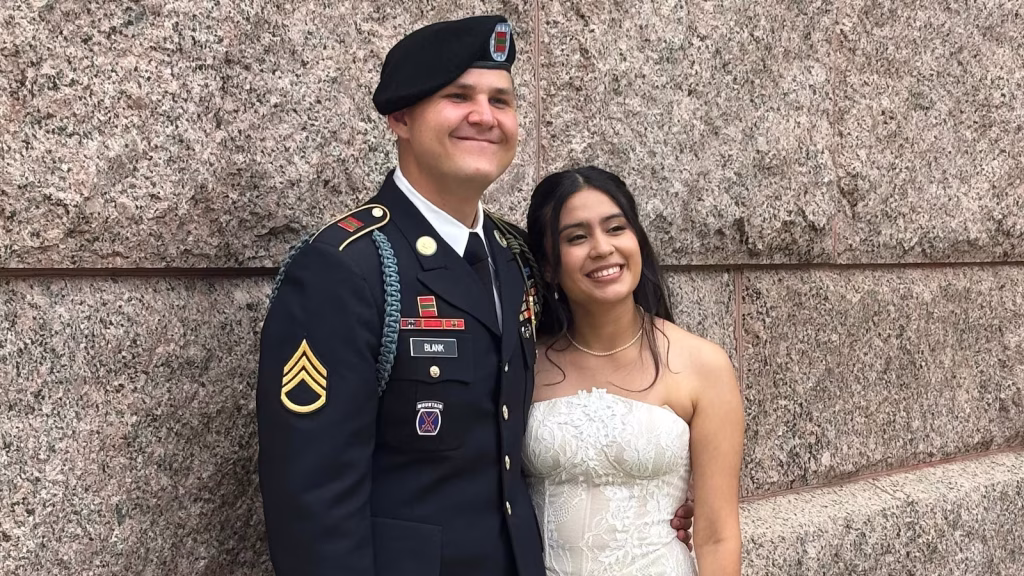 U.S. service member seeks to stop wife's deportation following her detention at Louisiana military installation.