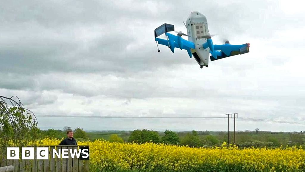 Amazon launches first drone delivery service for packages in the UK.