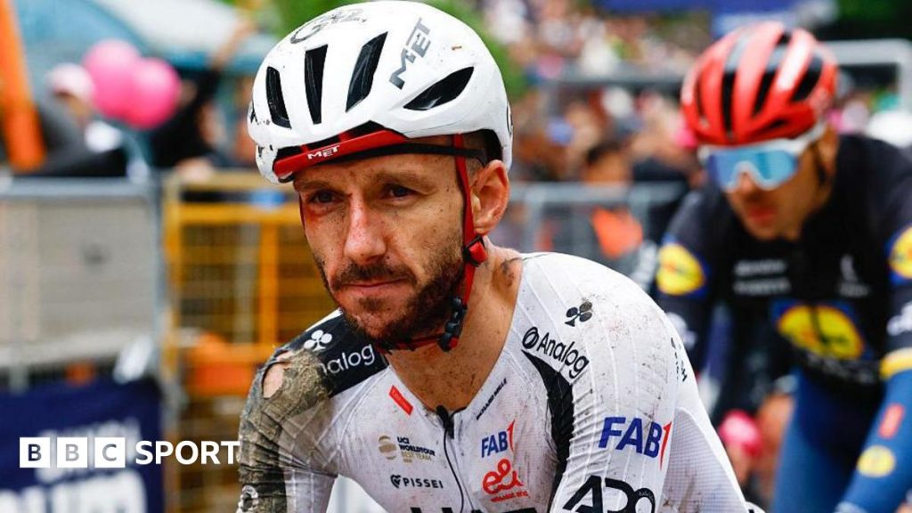 British cyclist Adam Yates withdraws from Giro d'Italia due to injuries sustained in a crash involving 30 riders.